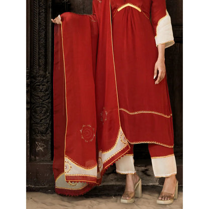 Label Ruby Royal Red Kurta with Pant and Dupatta (Set of 3)