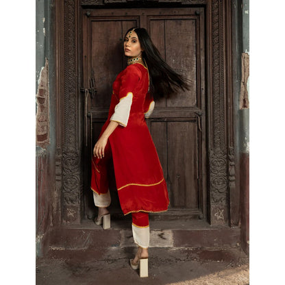 Label Ruby Royal Red Kurta with Pant and Dupatta (Set of 3)