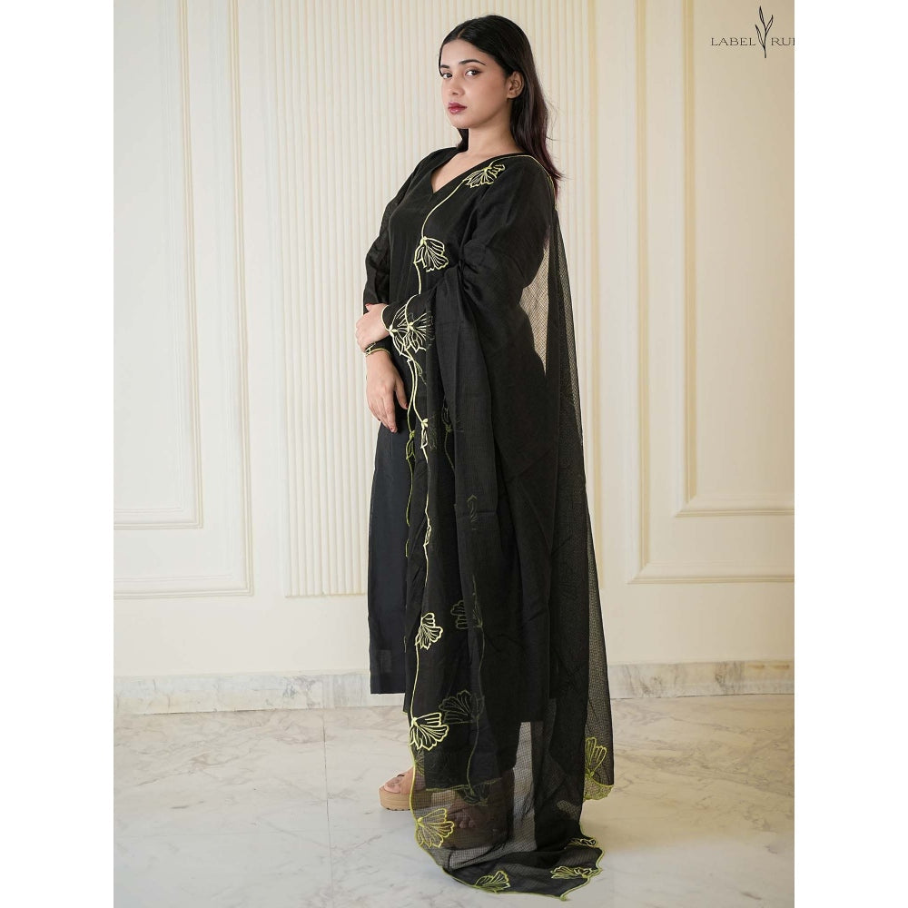 Label Ruby Black Chanderi Kurta with Pant and Dupatta