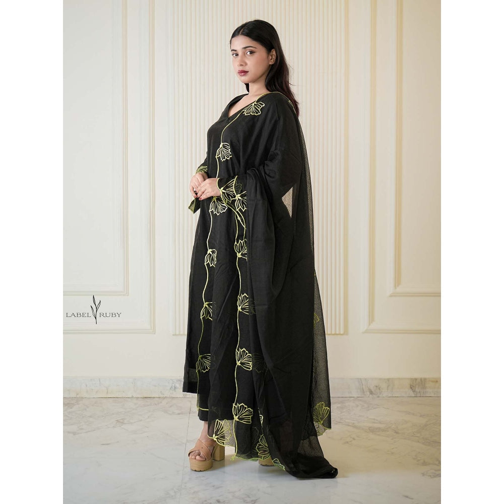 Label Ruby Black Chanderi Kurta with Pant and Dupatta