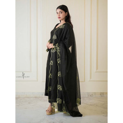 Label Ruby Black Chanderi Kurta with Pant and Dupatta