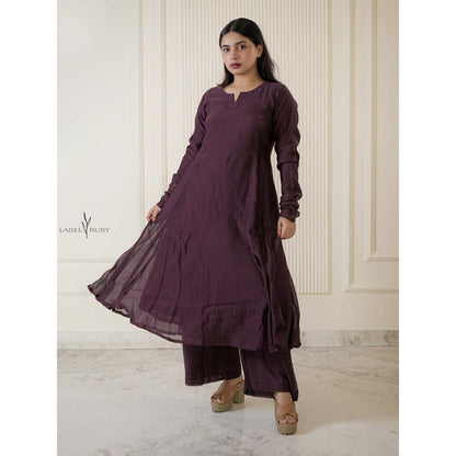 Label Ruby Burgundy Mul Chanderi Co-Ord Set