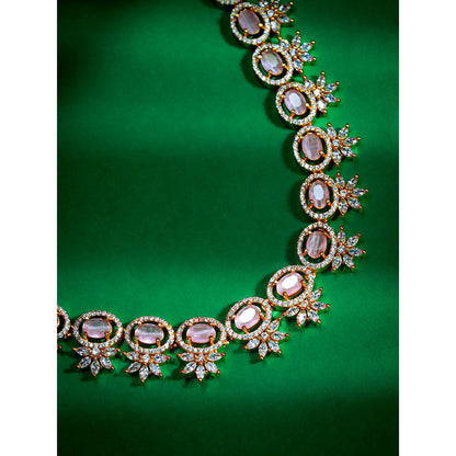 Label Ruby Gold-Plated Pastel Pink Oval Stone Necklace