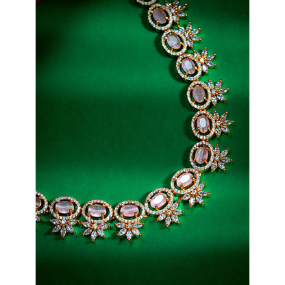 Label Ruby Gold-Plated Pastel Pink Oval Stone Necklace