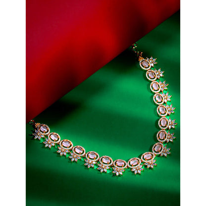 Label Ruby Gold-Plated Pastel Pink Oval Stone Necklace