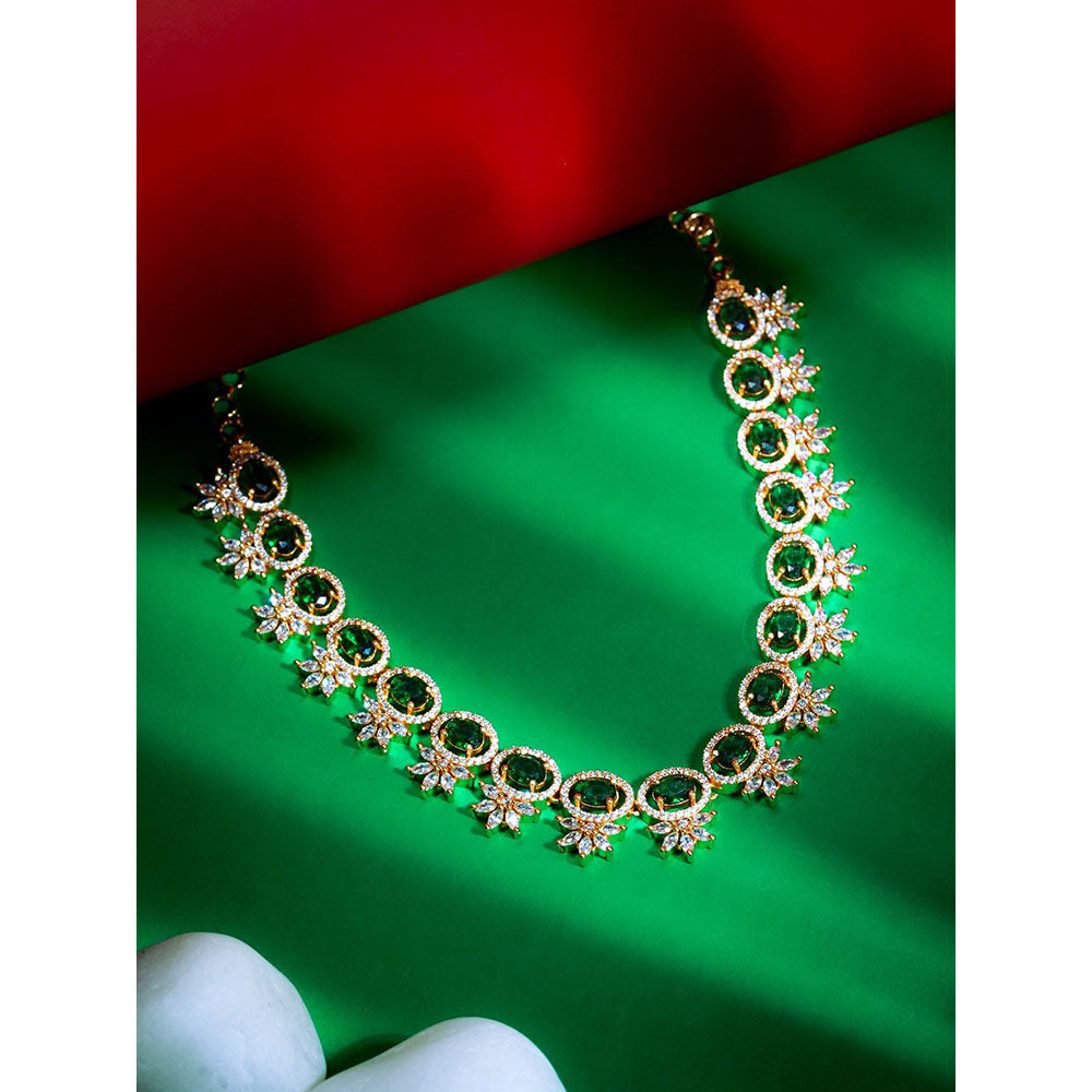 Label Ruby Gold-Plated Emerald Green Oval Stone Necklace