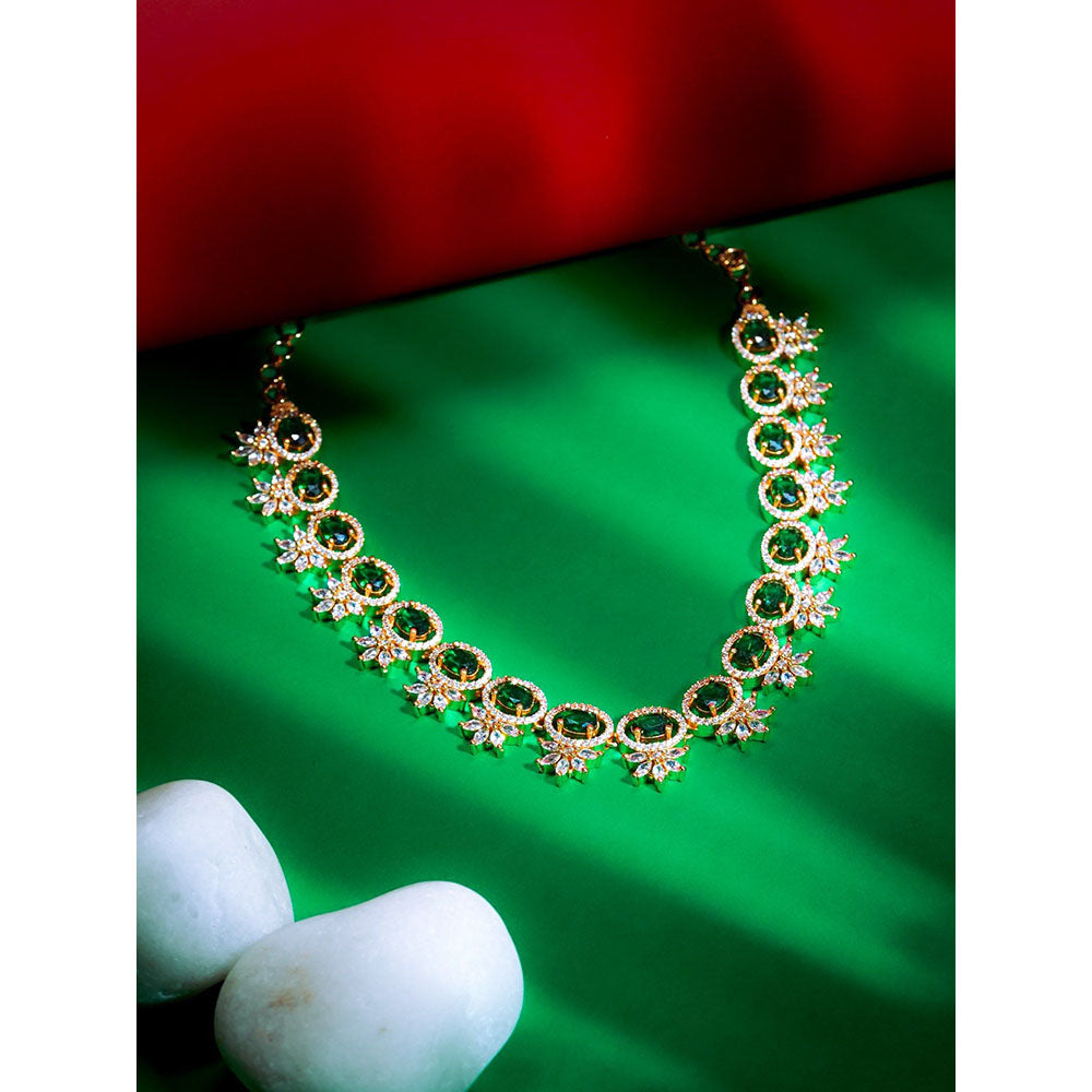 Label Ruby Gold-Plated Emerald Green Oval Stone Necklace