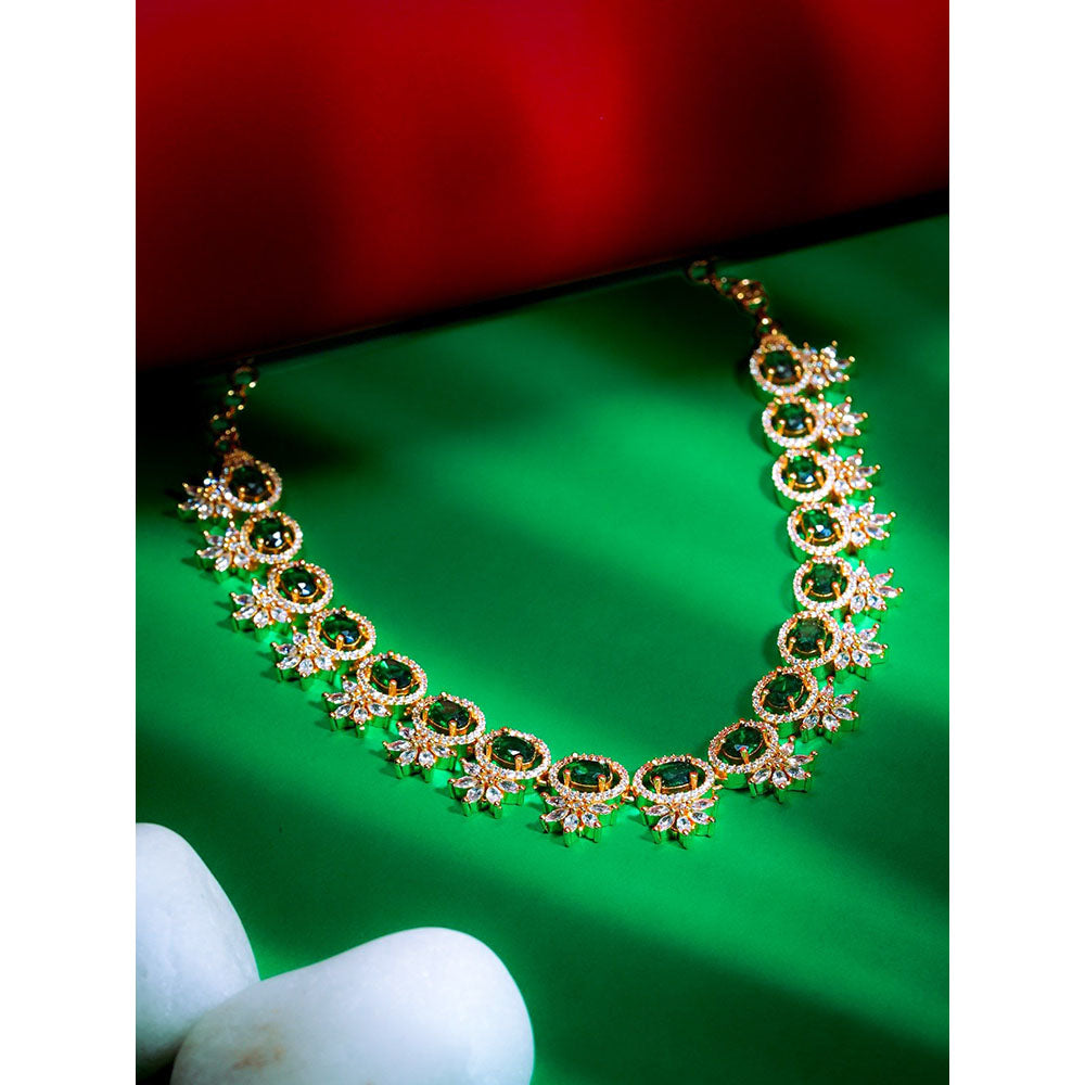 Label Ruby Gold-Plated Emerald Green Oval Stone Necklace