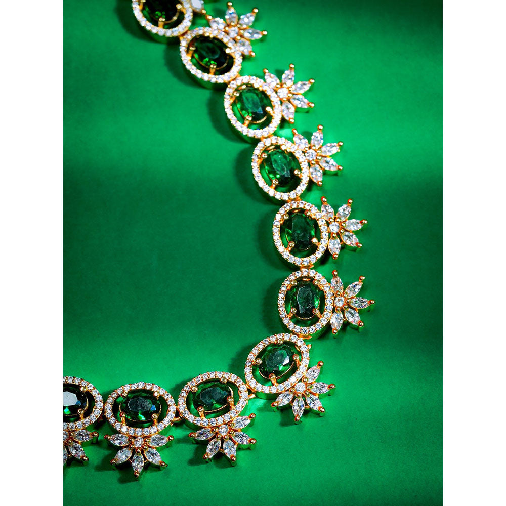 Label Ruby Gold-Plated Emerald Green Oval Stone Necklace