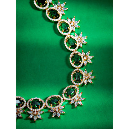 Label Ruby Gold-Plated Emerald Green Oval Stone Necklace