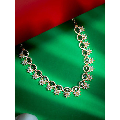 Label Ruby Gold-Plated Emerald Green Oval Stone Necklace