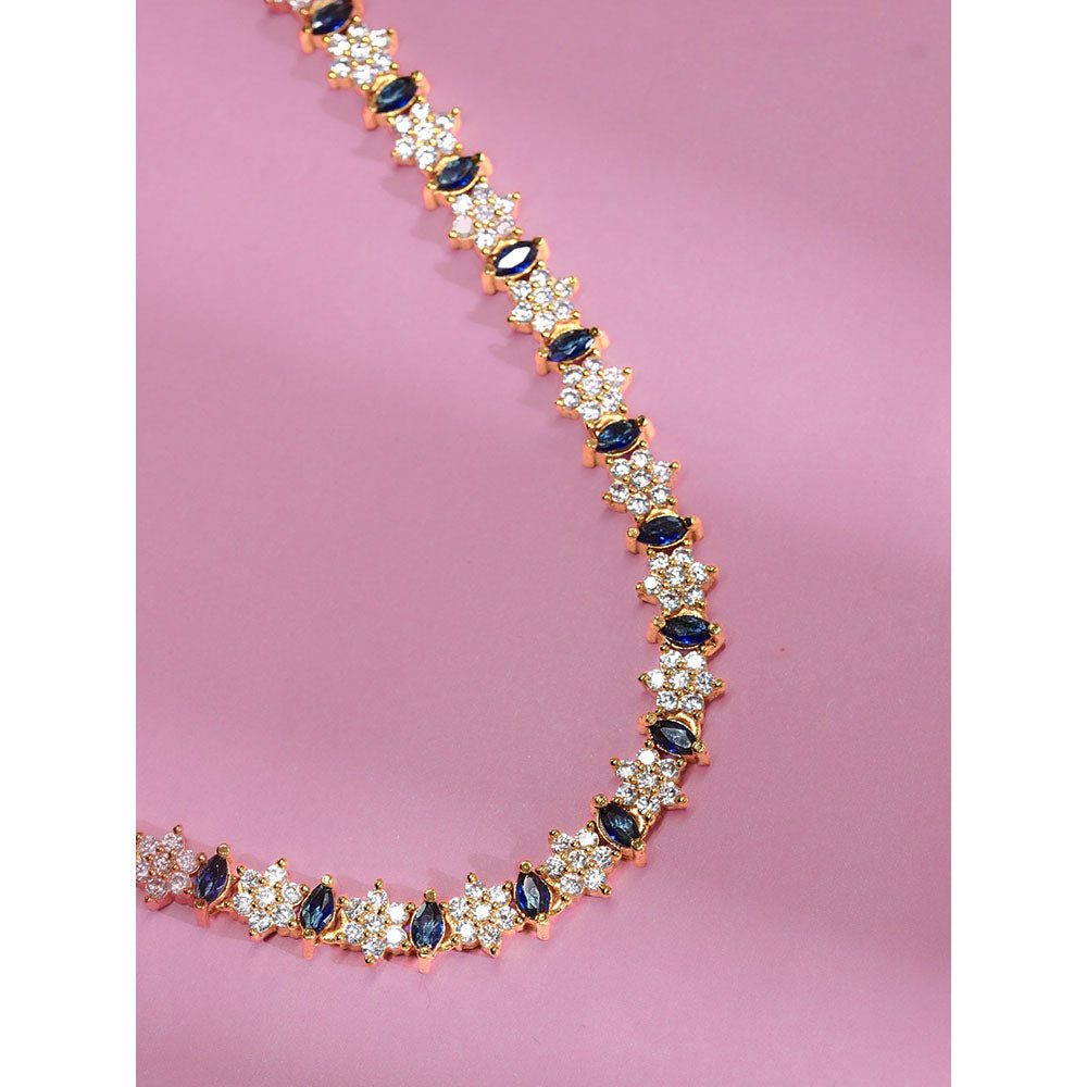 Label Ruby Gold-Plated Ruby Marquise and Cz Floral Cluster Necklace