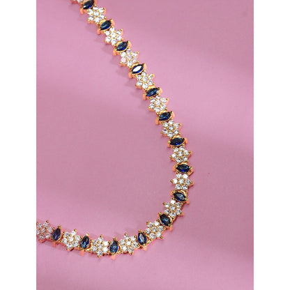 Label Ruby Gold-Plated Ruby Marquise and Cz Floral Cluster Necklace