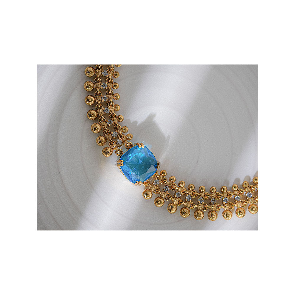 Label Ruby Gold-Plated Temple-Style Blue Topaz Jewellery Set