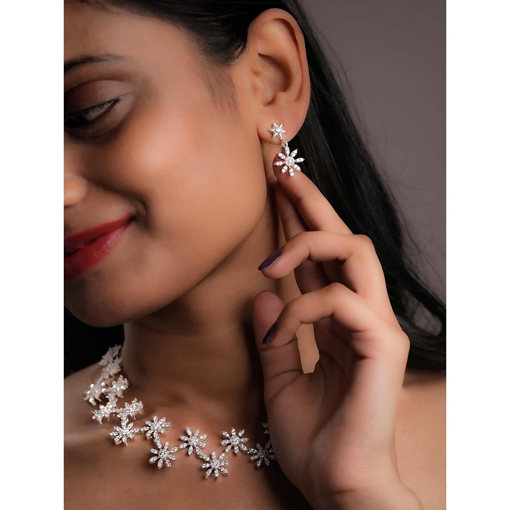 Label Ruby Snowflake Bloom Diamond Necklace and Earrings