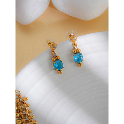 Label Ruby Luxury Emerald And Gold Blue Necklace and Earrings