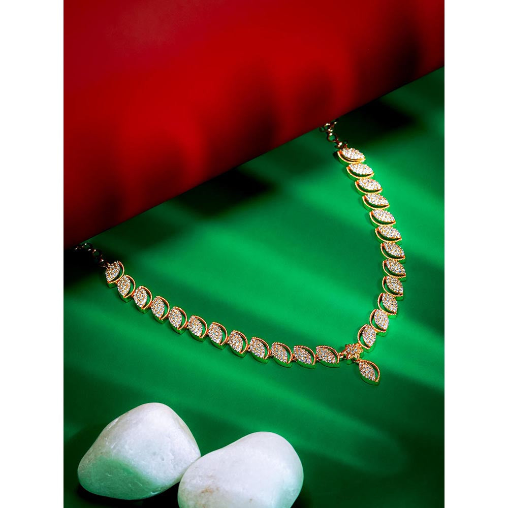 Label Ruby White Exquisite Leaf-Motif Diamond Necklace with Adjustable Dori