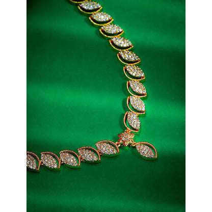Label Ruby White Exquisite Leaf-Motif Diamond Necklace with Adjustable Dori