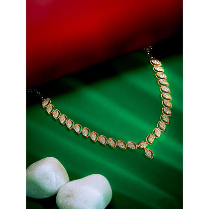 Label Ruby White Exquisite Leaf-Motif Diamond Necklace with Adjustable Dori