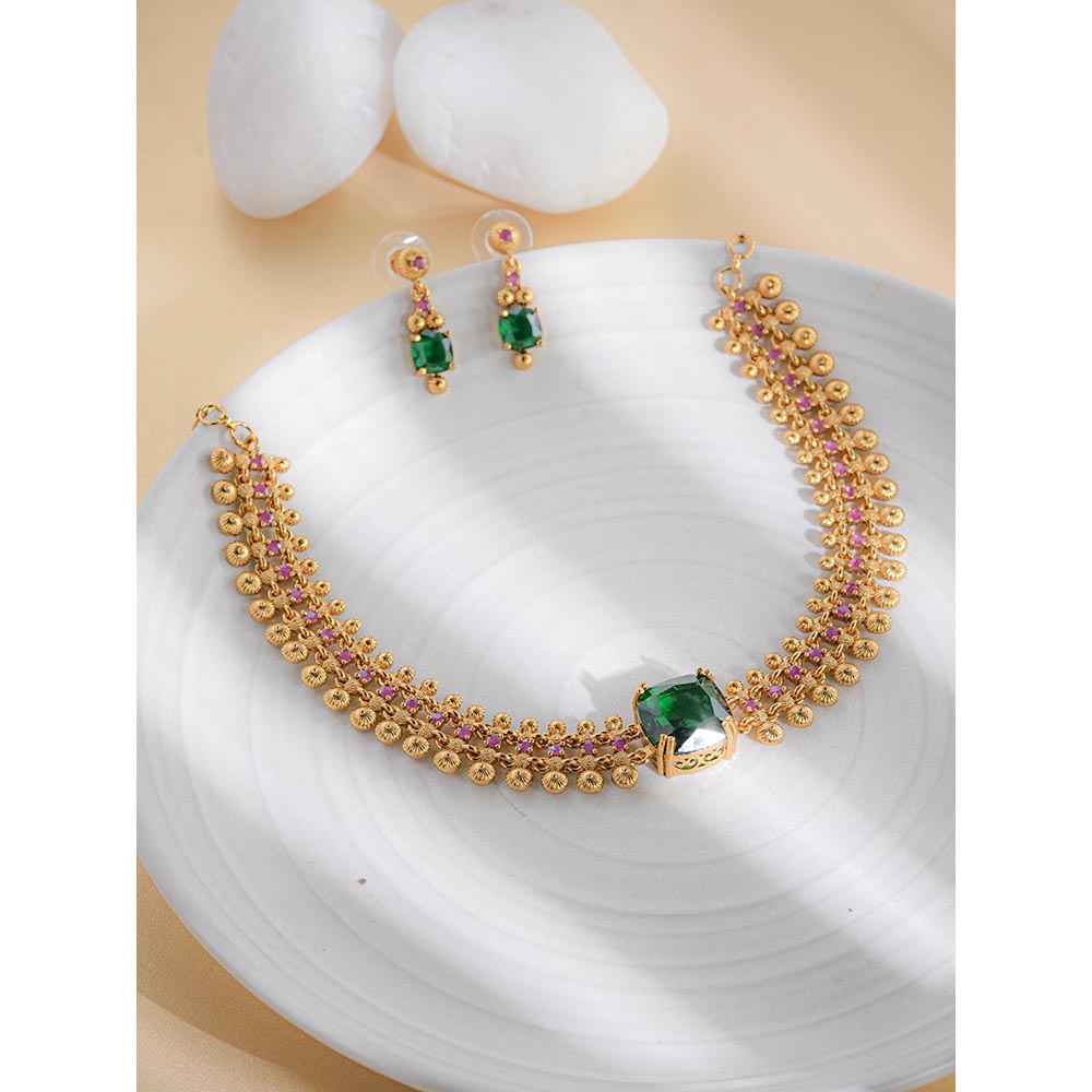 Label Ruby Luxury Emerald and Gold Green Jewellery Set