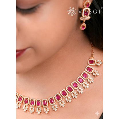 Label Ruby Royal Sapphire-Inspired Statement Necklace with Crystal Accents