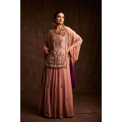 Label Gayatri Bishnoi Pink Soiree Timeless Lehenga with Kurta and Dupatta (Set of 3)