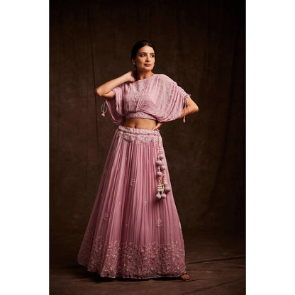 Label Gayatri Bishnoi Blush Pink Lehenga with Blouse (Set of 2)