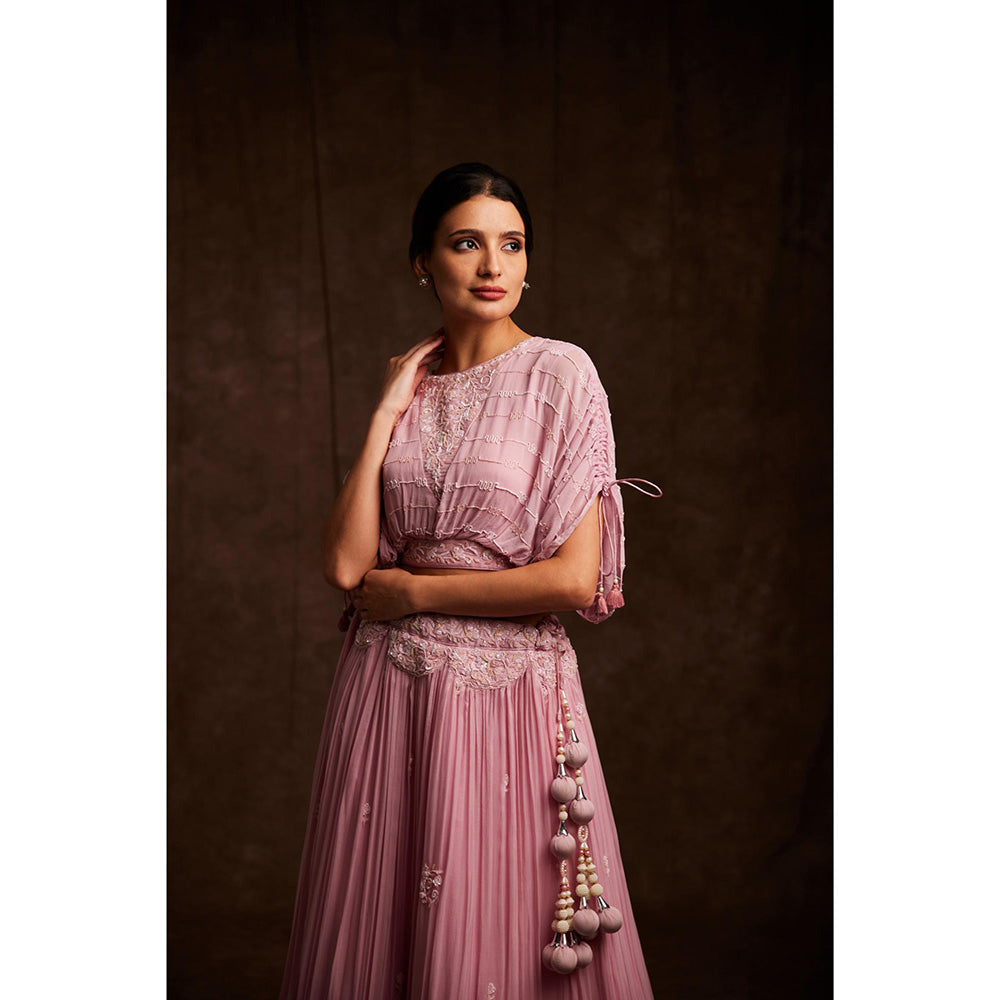 Label Gayatri Bishnoi Blush Pink Lehenga with Blouse (Set of 2)