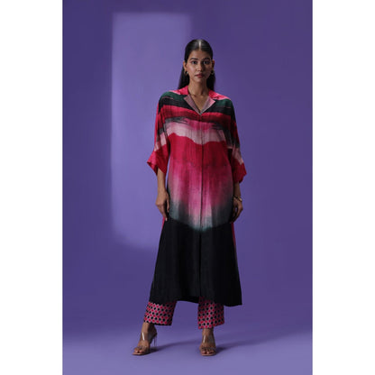 Label Radini Midnight Blush Long Kurta with Pant - Multi-Color