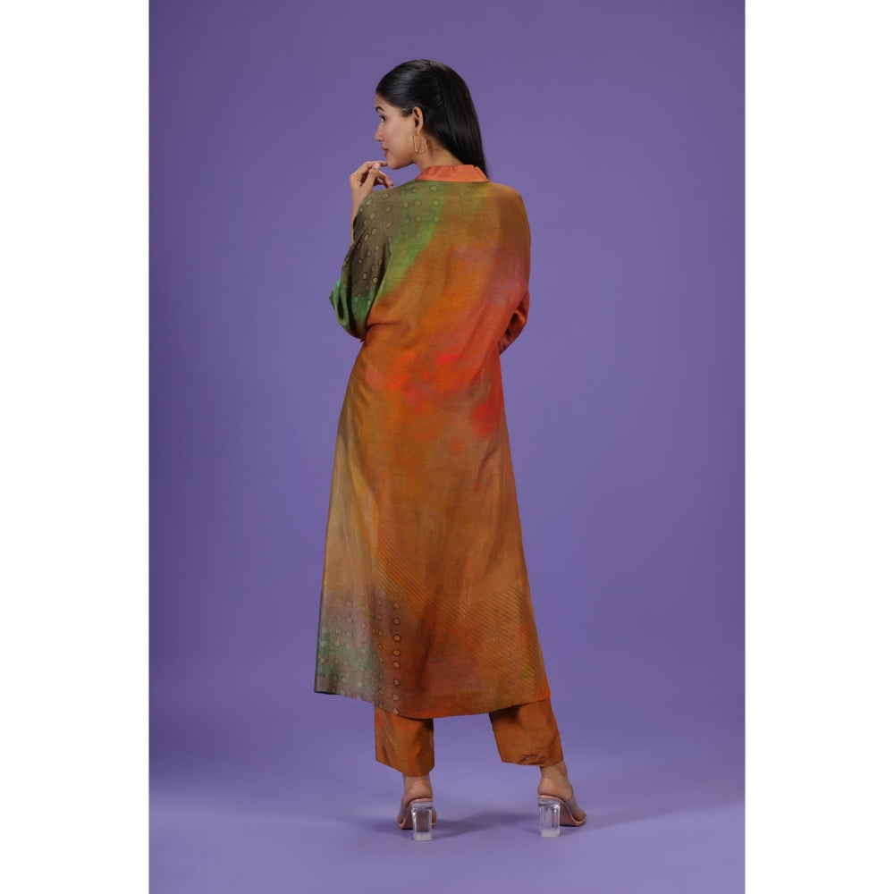 Label Radini Autumn Bloom Long Kurta with Pant - Multi-Color