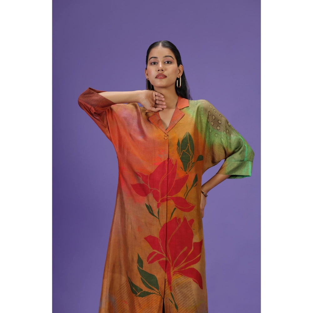 Label Radini Autumn Bloom Long Kurta with Pant - Multi-Color