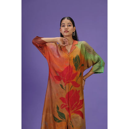 Label Radini Autumn Bloom Long Kurta with Pant - Multi-Color