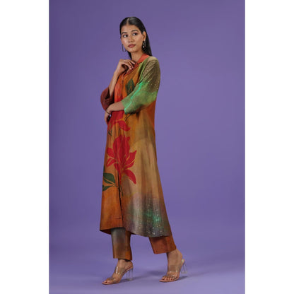 Label Radini Autumn Bloom Long Kurta with Pant - Multi-Color