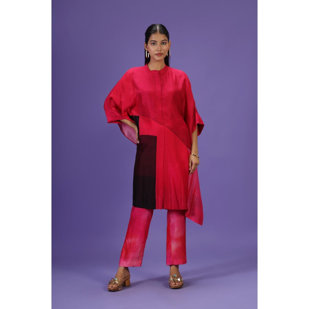 Label Radini Urban Crimson Mid Length Kaftan with Pant - Pink