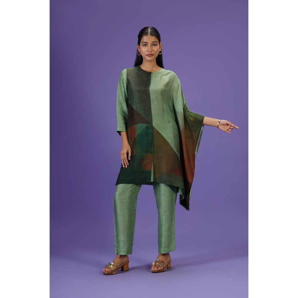 Label Radini Olive Poise Short Kaftan with Pant - Green