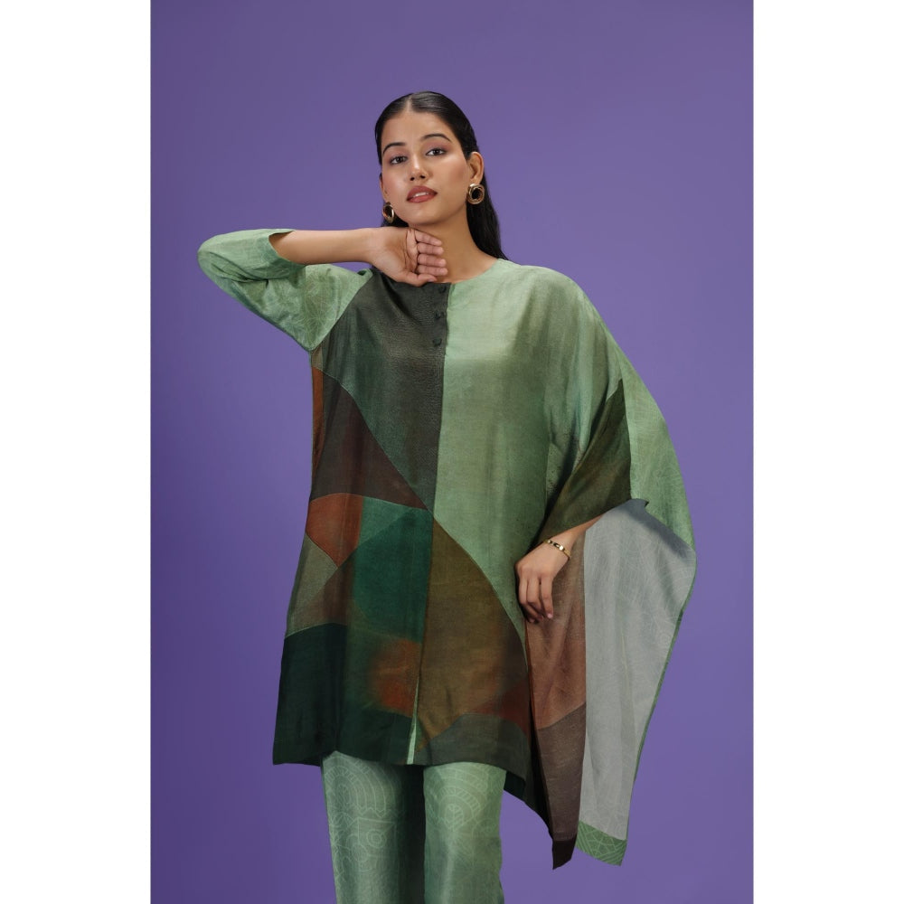 Label Radini Olive Poise Short Kaftan with Pant - Green