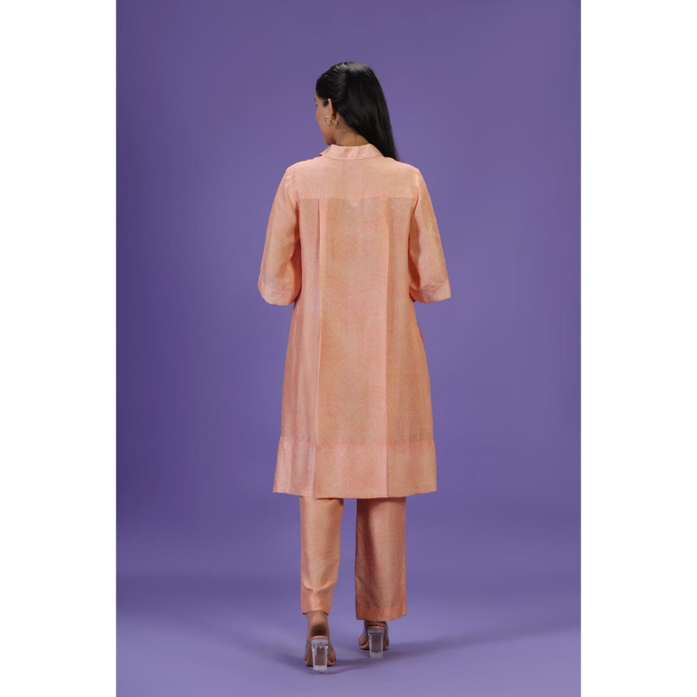 Label Radini Tangerine Bliss Mid Length Kurta with Pant - Peach