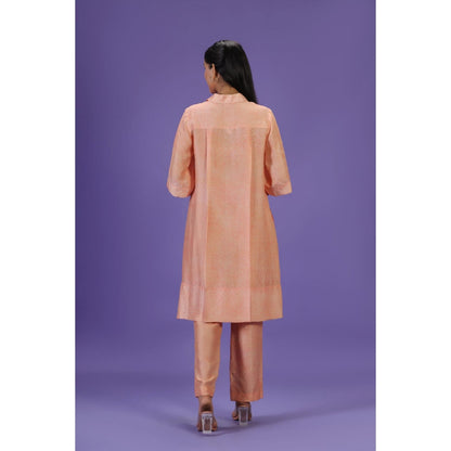 Label Radini Tangerine Bliss Mid Length Kurta with Pant - Peach