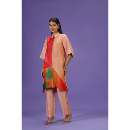Label Radini Tangerine Bliss Mid Length Kurta with Pant - Peach