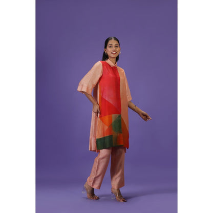Label Radini Tangerine Bliss Mid Length Kurta with Pant - Peach