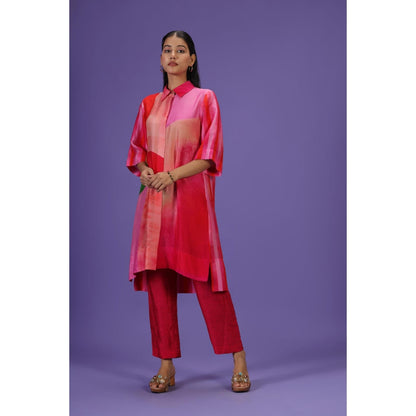 Label Radini Fiery Grace Middle Length Kurta with Pant - Red