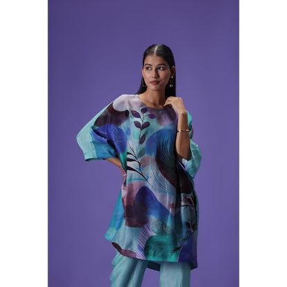 Label Radini Serene Blossom Short Kurta with Pant - Turquoise