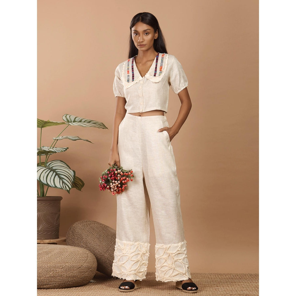 LABEL NIYAMI Off White Peter Pan Co-Ord Set