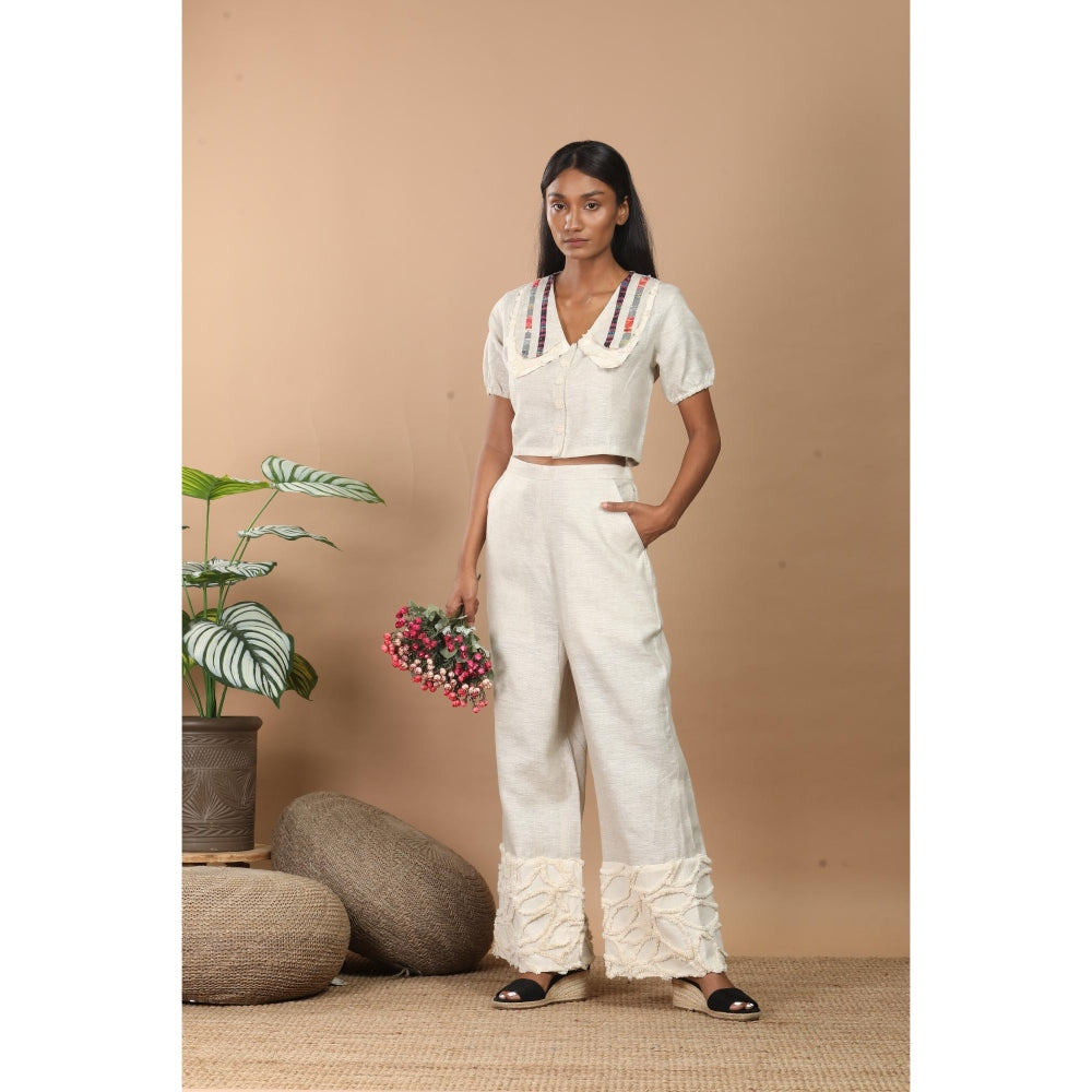 LABEL NIYAMI Off White Peter Pan Co-Ord Set