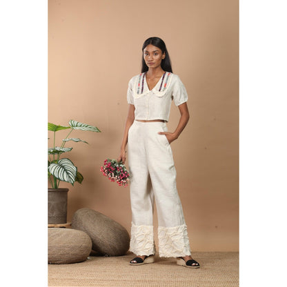 LABEL NIYAMI Off White Peter Pan Co-Ord Set