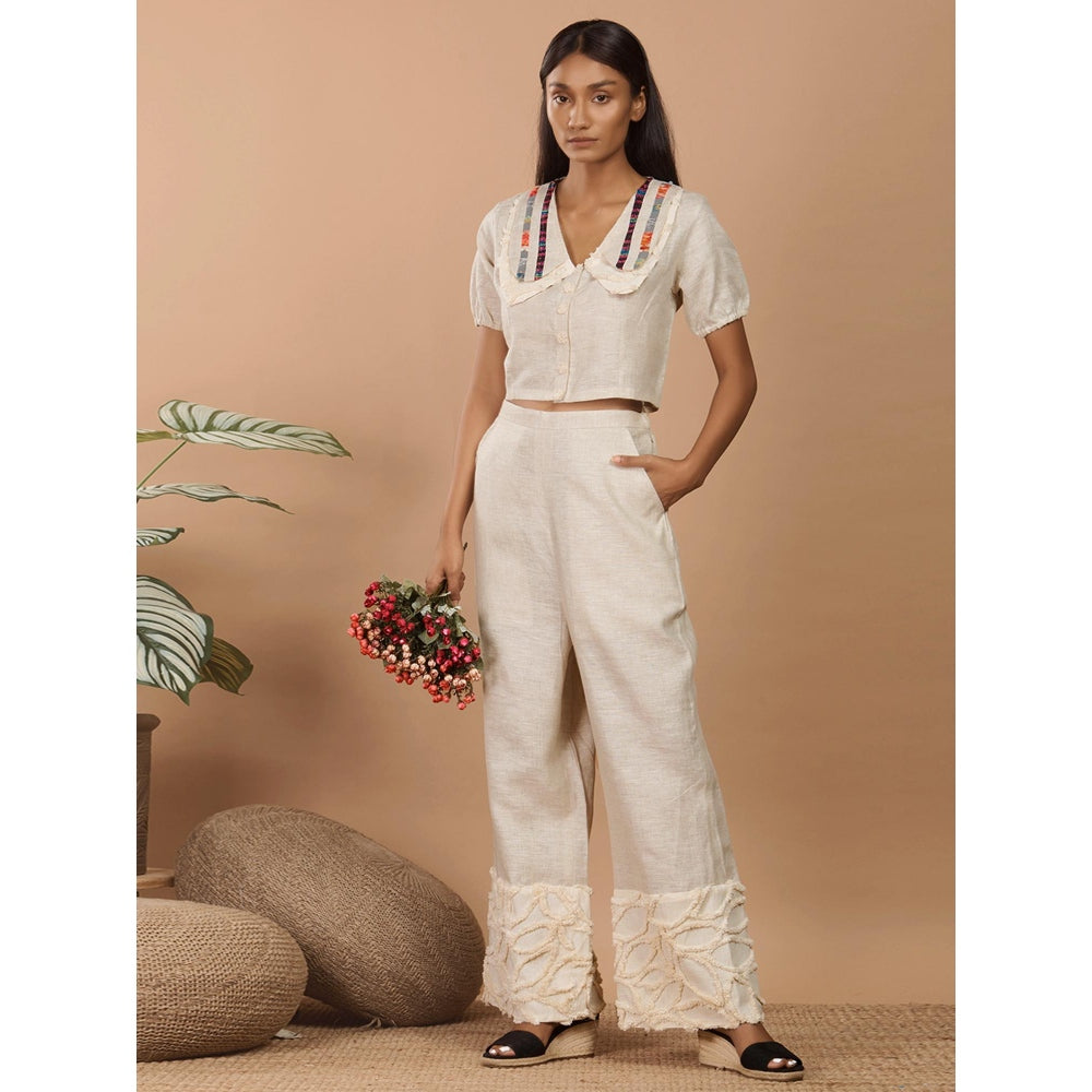 LABEL NIYAMI Off White Peter Pan Co-Ord Set