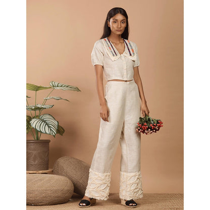 LABEL NIYAMI Off White Peter Pan Co-Ord Set