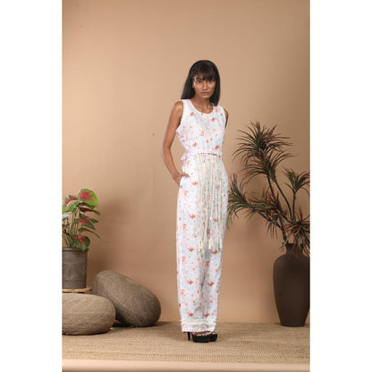 LABEL NIYAMI White Printed Fringes Co-Ord Set