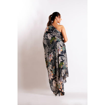 LABEL NIYAMI Chetah One Shoulder Midi Dress