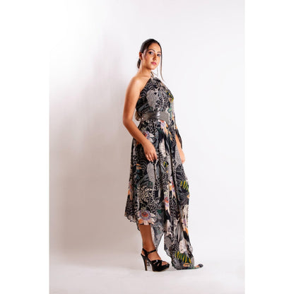 LABEL NIYAMI Chetah One Shoulder Midi Dress